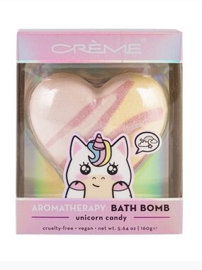 the Crème Shop Aromatherapy Unicorn Candy Heart Bath Bomb NWT